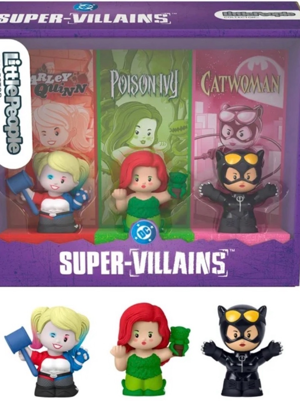 DC Super-Villains 3-Pack Kids Toy Set - Black, Green, Red Little People